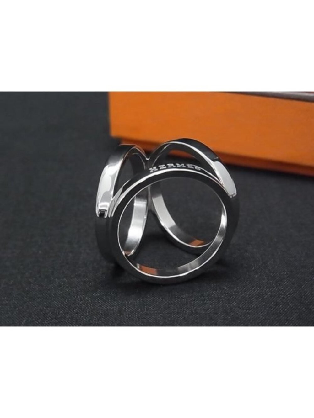 Hermes Trio Scarf Ring Closure Silver